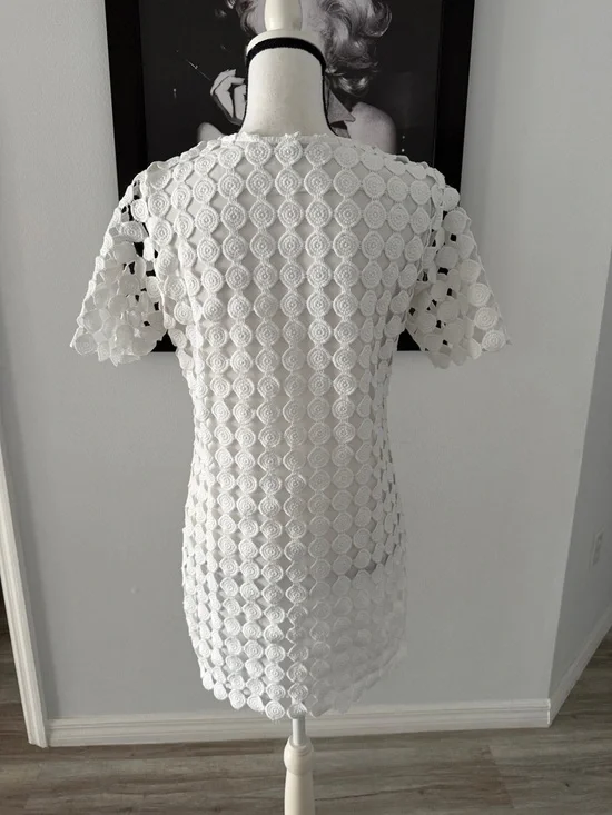 Alexis white crochet shift dress size small - Picture 3 of 6